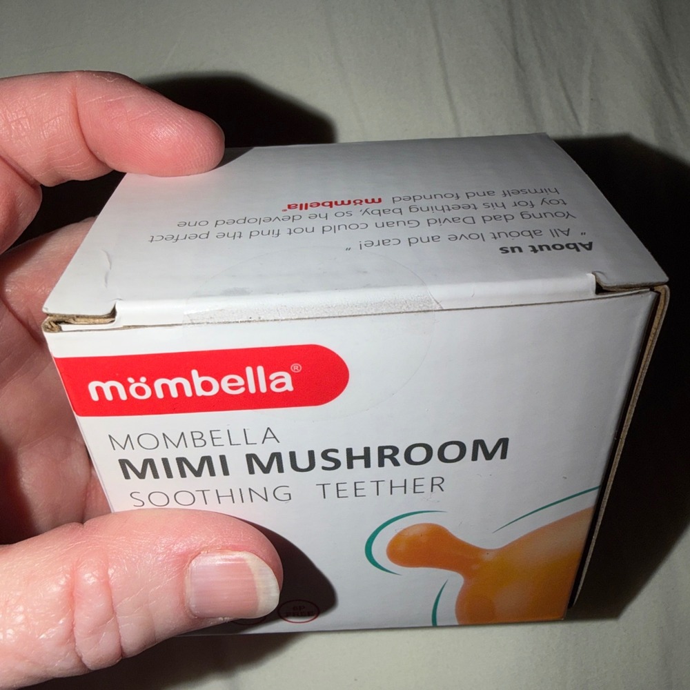 Mombella Mimi Mushroom Soothing Teether Orange Silicone 0-6 Months BPA Free New